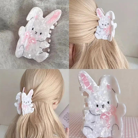 Easter Bunny Hair Claw Clip for Women Girls, Cute Acrylic Rabbit Banana Barrettes Spring Hair Decor Accessories, Perfect for Easter Holiday Celebrations - color: Clown F