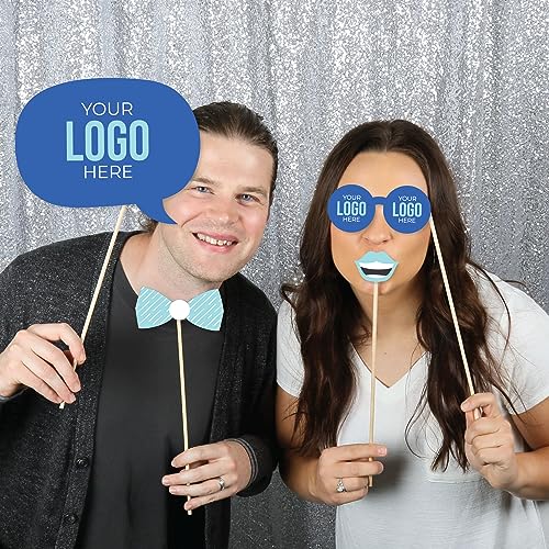 Big Dot of Happiness Custom Logo Photo Booth Props Kit - Personalized Branded Business Party Decorations - 20 Count