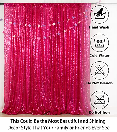 ShinyBeauty 5FTx7FT Sequin Backdrop Curtain Sparkly Fuchsia Photo Backdrops Shimmer Photography Background Wedding Drapes Glitter Backdrop Curtain for Party Birthday (Hot Pink - color: Hot Pink, size: 5FTx7FT