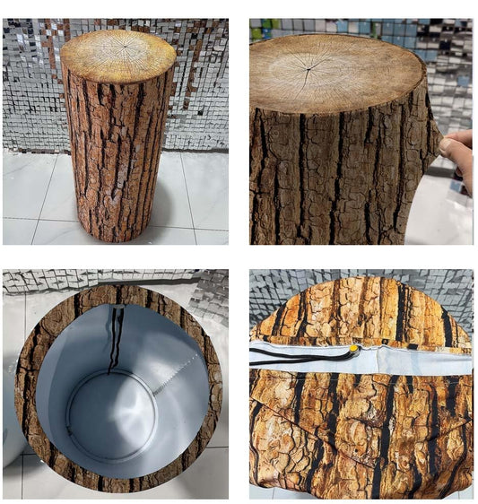 NIVIUS PHOTO Simulated Tree Stump Spandex Pillar Cover for Metal Cylinder Pedestal Stands - 3 Pieces - Covers Only, Stands are not Included (NO-240) - color: No-240