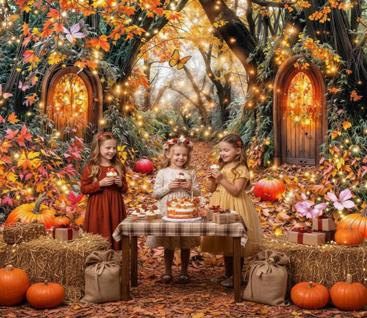 5X3ft Enchanted Forest Autumn Backdrop Fairy Tale Magic Fall Garden Wonderland Pumpkin Maple Floral Butterfly Photography Background for Kids Baby Shower Birthday Party Decoration Photo Booth Props - color: Multi12, size: 5x3ft