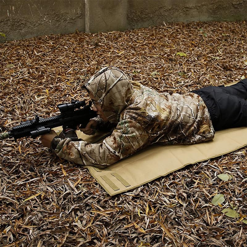 Outdoor Camping Tactical Training Shooting Mat Anti Slip Pad, Waterproof and Moisture-Proof Folding Mat Picnic Blanket Portable with Carry Strap - color: Khaki