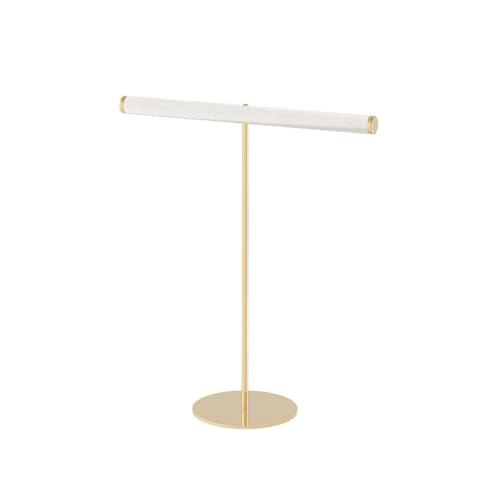 Coward T-Bar Necklace Organizer Stand, Velvet Necklace Bracelet Holder Stand with Metal Base, Hanging Jewelry Display Organizer for Women Girls (Gold 1.6cm thickness tube) - color: Gold, size: 1.6cm tube