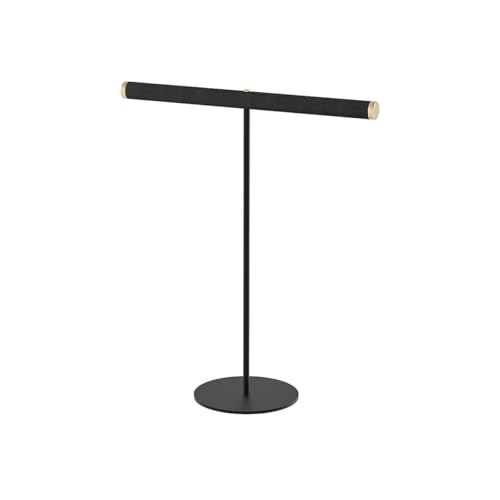 Coward T-Bar Necklace Organizer Stand, Velvet Necklace Bracelet Holder Stand with Metal Base, Hanging Jewelry Display Organizer for Women Girls (Black 1.6cm thickness tube) - color: Black, size: 1.6cm tube