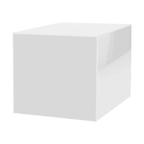 Marketing Holders 10 Inch Acrylic Display Riser Box No Lid White Square Retail Product Riser One Open Side Merchandise Storage Box Flippable Cubby for Expos and Tradeshows