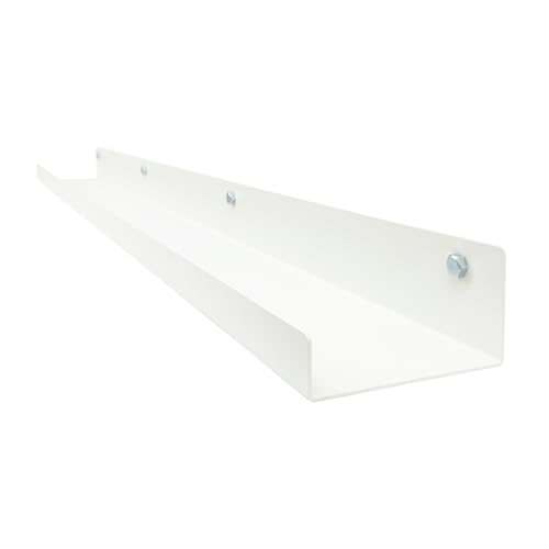 Mitus Floating Display Shelf - Wall Mounted - Modern Industrial Metal Channel Ledge White, 36 inch - color: White, size: 36 in