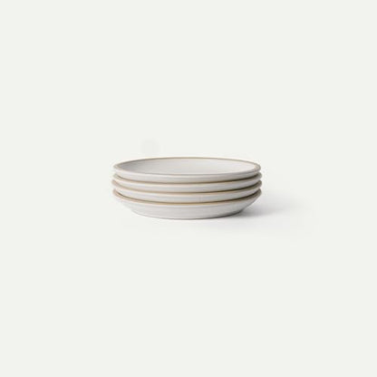 MORA Medium Plates Set of 4, 8.5 inch Ceramic Pottery Salad Plates - Microwave, Oven and Dishwasher Safe - Oat - color: Oat