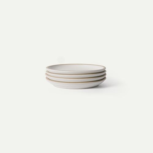 MORA Medium Plates Set of 4, 8.5 inch Ceramic Pottery Salad Plates - Microwave, Oven and Dishwasher Safe - Oat - color: Oat