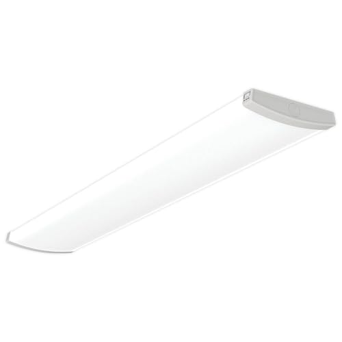 Lithonia Lighting TruWrap 4 Foot LED Ceiling Light Fixture, Low-Profile Wraparound LED Shop Light, Adjustable Lumens, Selectable Warm White/Cool White/Daylight Color, Curved Diffuser, Medium Width - size: Medium, style: Curved