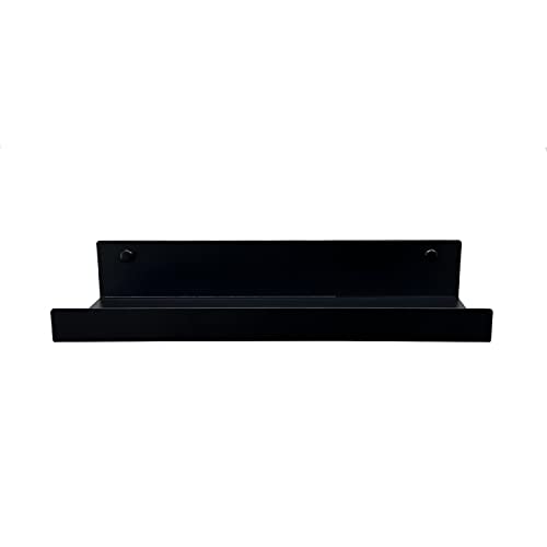 Mitus Floating Display Shelf - Wall Mounted - Modern Industrial Metal Channel Ledge Black, 12 inch - color: Black, size: 12 in