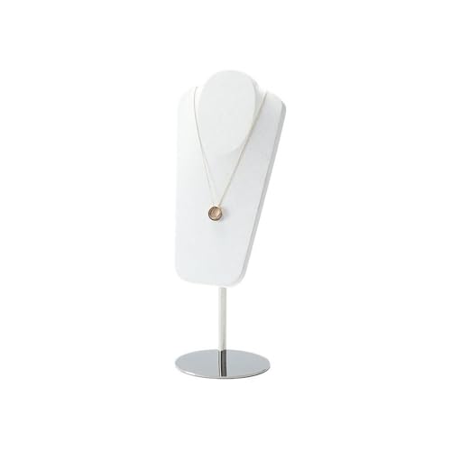 Necklace Display Luxury Metal Necklace Display Rack, Microfiber Jewelry Shelf for Stylish Props(White) - color: White