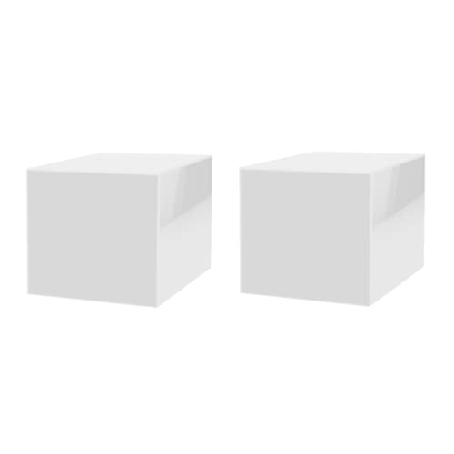 2 Pack 10 Inch White Acrylic Display Box with One Open Side No Lid Versatile Square Merchandise Storage Bin or Retail Product Riser by Marketing Holders - size: 10"w x 10"h