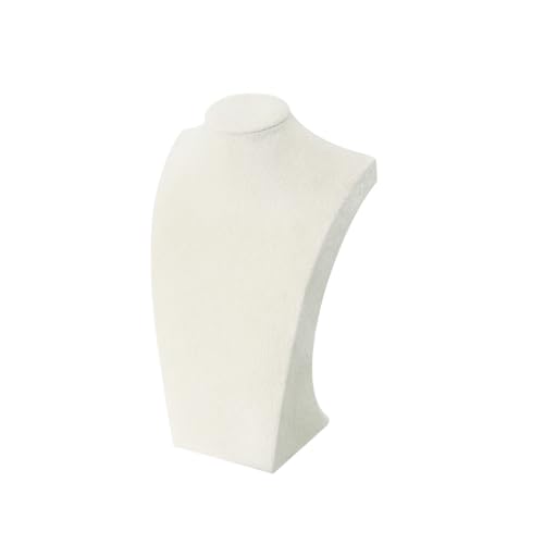 Coward Necklace Bust Stand, Necklace Holder Stand, Beige Velvet Necklace Jewelry Display Holder for Home Use or Store Shop Show (9" Hight) - color: Beige Velvet, size: 9" Hight (1pc)