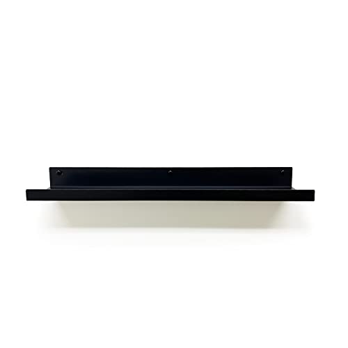 Mitus Floating Display Shelf - Wall Mounted - Modern Industrial Metal Channel Ledge Black, 24 inch - color: Black, size: 24 in