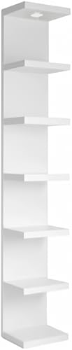 LitaEther Versatile 7 Tier Wall Shelf Unit,White Lack Wall Shelf,Display Floating Shelf with LED Remote Control Light - color: White, size: 7 Tier