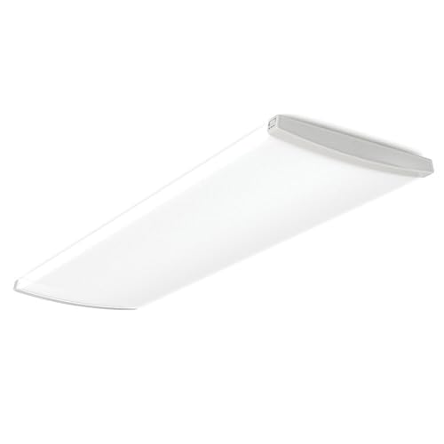 Lithonia Lighting TruWrap 4 Foot LED Ceiling Light Fixture, Low-Profile Wraparound LED Shop Light, Adjustable Lumens, Selectable Warm White/Cool White/Daylight Color, Curved Diffuser, Wide Width - size: Wide, style: Curved