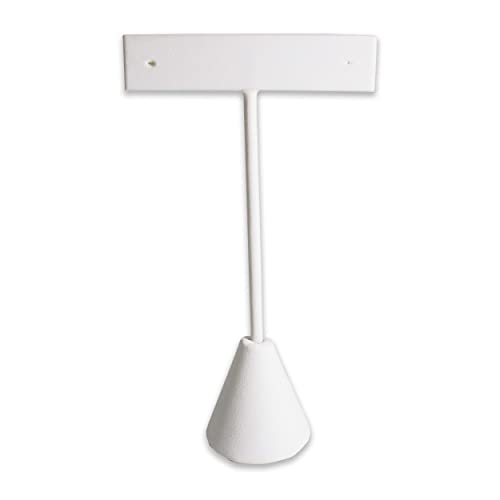 6Pcs Set Earring T Stand Display Set, Jewelry Display Stand for Showroom and Tradeshow Showcase Displays, various materials, 4 1/2 H in; 5 3/4 H in; 6 3/4 H in (White Leatherette) - color: White Leatherette