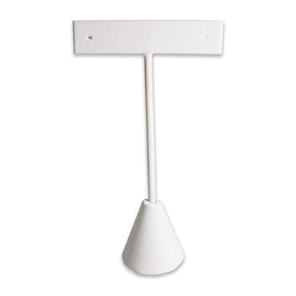 6Pcs Set Earring T Stand Display Set, Jewelry Display Stand for Showroom and Tradeshow Showcase Displays, various materials, 4 1/2 H in; 5 3/4 H in; 6 3/4 H in (White Leatherette) - color: White Leatherette