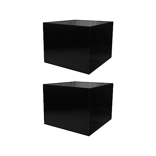 2 Pack Acrylic Box Display Riser 12 x 12 x 9 Inch Black Storage Caddy with One Open Side No Lid Retail Product Riser or Versatile Square Plexiglass Small Merchandise Bin by Marketing Holders - size: 12"w x 9"h Black