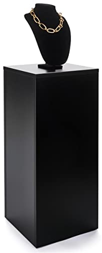 Displays2go 30" Tall Display Pedestal Stand, Black Square Pedestal for Art, Sculpture & Product Display with 12.5" Top (WDCUBEBLK2) - color: Black, size: 30"H