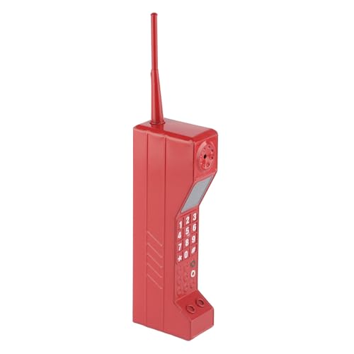 90s Phone Prop, Vintage Old Phone Prop, Portable Iron Retro Mobile Prop, 80s Retro Brick Cellphone Ornament for Home Living Stage Restaurant Photography Props (Red) - color: Red