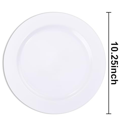 bUCLA 30PCS White Plastic Dinner Plates Disposable - Premium 10.25inch White Weddings and Party Dinner Plates - color: 10.25Inch-30pcs-White