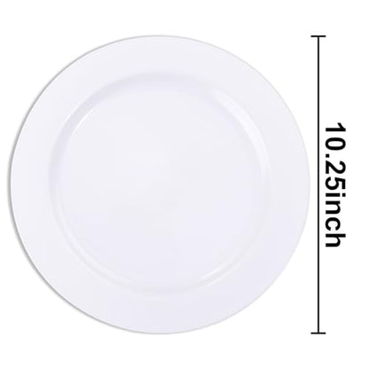 bUCLA 30PCS White Plastic Dinner Plates Disposable - Premium 10.25inch White Weddings and Party Dinner Plates - color: 10.25Inch-30pcs-White