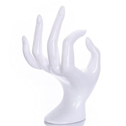 HOMEGOAL Hand Jewelry Holder, Bracelet Ring Watch Jewelry Display Holder Stand, Mannequin Hand, Polyresin, 7 Inch (White) - color: White