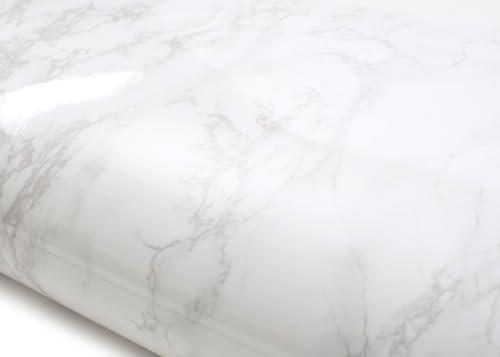 ROSEROSA Peel and Stick Glossy Faux Marble Architectural Film Self-Adhesive Vinyl Film Wallpaper Door Wrap Counter Top Border Mirror Molding Trim PGS408