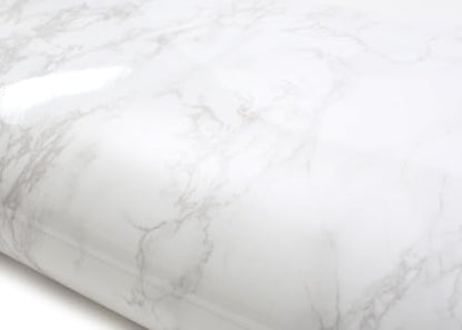 ROSEROSA Peel and Stick Glossy Faux Marble Architectural Film Self-Adhesive Vinyl Film Wallpaper Door Wrap Counter Top Border Mirror Molding Trim PGS408
