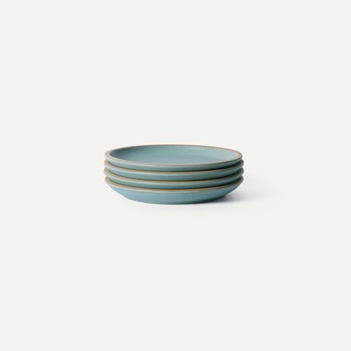MORA Medium Plates Set of 4, 8.5 inch Ceramic Pottery Salad Plates - Microwave, Oven and Dishwasher Safe - Iris - color: Iris