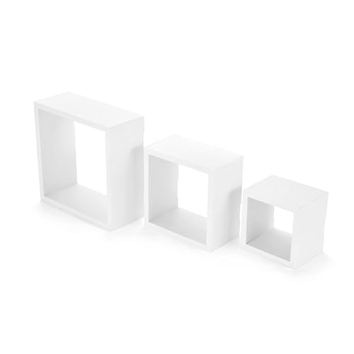 MELANNCO Floating Square Cube Shelves, for Bedroom, Living Room, Bathroom, Kitchen, Nursery, White (Pack of 12) - color: White, size: Set of 12