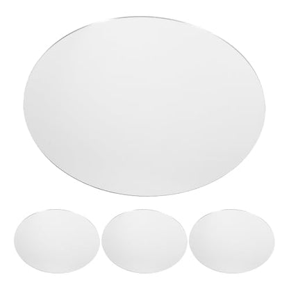 4pcs Silver Acrylic Round Mirrors - Wedding Table Centerpiece Tray Adhesive Wall Sticker Candle Plate for Birtdhay Photoshoot Perfume Cosmetic Jewelry Display - color: Silver
