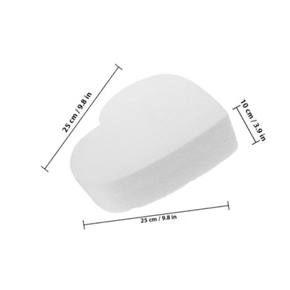 OSALADI Heart Shaped Foam Cake Model 10 Inch Baking Practicing Tool White Foam Bakery Cake Decorating Prop for Wedding Party Photography