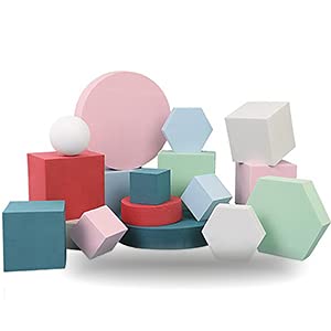 8PCS Geometric Cube Photo Props Set, Hard Foam Photography Background Props for Goods, Crafts, Lipstick, Jewelry, Cosmetics, Makeup Tools, Food (Pink) - color: Pink