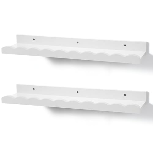 Suzile 2 Pcs Scalloped Shelves Wall Floating Shelves Set for Room, Bathroom, Bedroom, Cute Room Decor Aesthetic and Books, Toys, Photo Frames Storage(12",White) - color: White, size: 12"