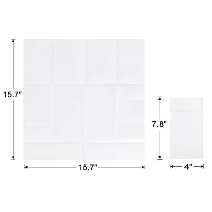 Linen-Feel White Paper Napkins, Cloth Like Dinner Napkins with Built-in Flatware Pocket, Pre-Folded Absorbent Disposable Guest Paper Hand Towels for Bathroom, Weddings Party (50 Pack) - color: white