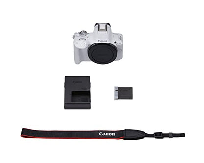 Canon EOS R50 Mirrorless Vlogging Camera (Body Only/White), RF Mount, 24.2 MP, 4K Video, DIGIC X Image Processor, Subject Detection & Tracking, Compact, Smartphone Connection, Content Creator - color: White, style: EOS R50 Body Only