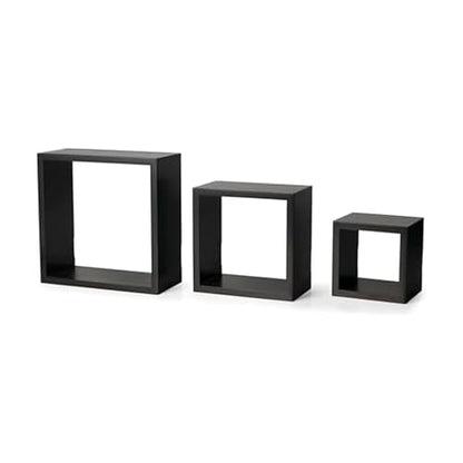 MELANNCO Floating Wall Square Cube Shelves for Bedroom, Living Room, Bathroom, Kitchen - Wood, Set of 3, Espresso - color: Espresso, size: Set of 3