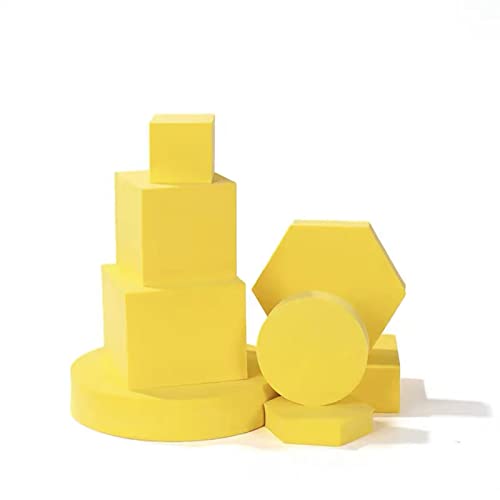 8PCS Geometric Cube Photo Props Set, Hard Foam Photography Background Props for Goods, Crafts, Lipstick, Jewelry, Cosmetics, Makeup Tools, Food (Yellow) - color: Yellow