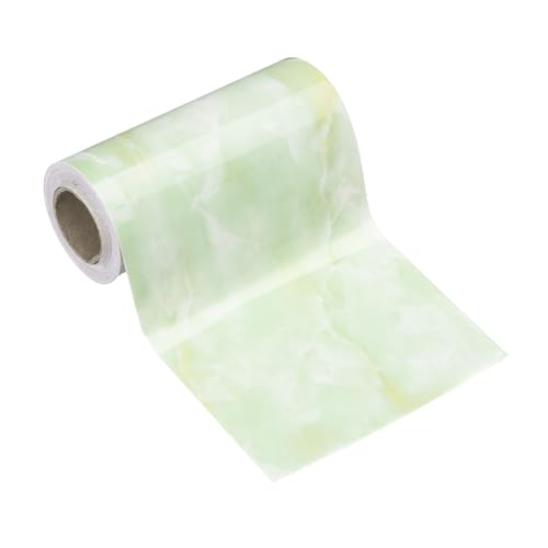 HARFINGTON Wood Grain Wallpaper Border 5" x 16.4ft PVC Self-Adhesive Textured Frame Sticker Waterproof Wall Decorative Wallpaper for Floor Door Table Cabinets Desk, Agate Green - color: Agate Green, size: 5" x 16.4ft