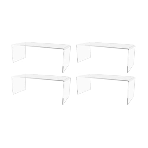 Marketing Holders 4 Pack Clear Acrylic Riser Display Stand 11 Wide x 4.5 Deep Merchandising Showcase One Piece Fixture Retail Stores and Boutiques Throne Small Figurines and Products Platform - size: 11"W x 4.5"D x 4"H