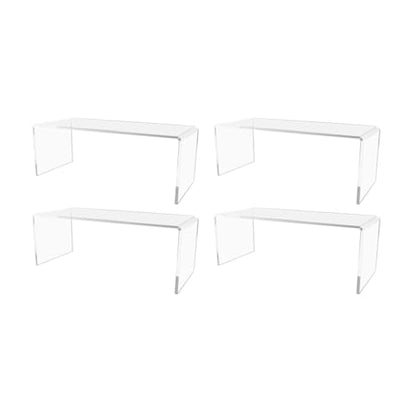 Marketing Holders 4 Pack Clear Acrylic Riser Display Stand 11 Wide x 4.5 Deep Merchandising Showcase One Piece Fixture Retail Stores and Boutiques Throne Small Figurines and Products Platform - size: 11"W x 4.5"D x 4"H