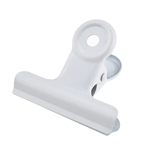 HAHIYO 2inch White Bulldog Clips Metal File Hinge Binder Clips Clamps Save Space Strong Spring Jaws Rock Solid Grip Book Lay Flat Deburred Edge for Hang Photos Wall Grid Dog Food 13PCS - size: White-2in-13P