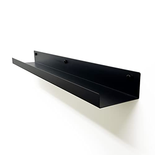 Mitus Floating Display Shelf - Wall Mounted - Modern Industrial Metal Channel Ledge Black, 24 inch - color: Black, size: 24 in
