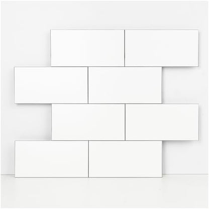 10- Sheet Polished White Peel and Stick Backsplash, 12’’Luxury PVC Ceramic Look Self Stick Subway Tiles, Waterproof Peel and Stick Wall Tiles for Kitchen and Bathrrom - color: Soft-Glossy White