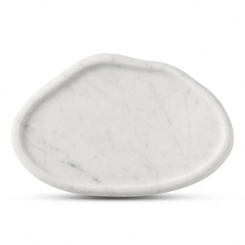 Koville Luxurious Natural Marble Vanity Tray for Home Decor, Cloud Shape Serving Stone Key Tray, 10" x 7" Marble Storage Trays for Bathroom, Stone Plate for Perfume, Candle and Jewelry（Bianco Carrara） - color: Bianco Carrara White