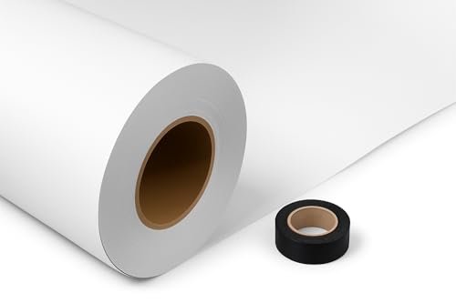Denny Mfg - Seamless Paper Backdrop for Photoshoot with Free Gaffer Tape – Bright White Photography Paper Roll Background with Matte Finish for Studio, Video & Content Creation – (107 in x 36 ft) - color: Bright White, size: 107 in X 36 Ft