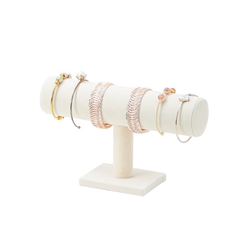 Bracelet Holder Stand, Detachable Bracelet Display Holder Stand, Velvet Bracelet Watches Organizer Rack, Hovering T-Bar Necklace Jewelry Display Stand for Home or Store Selling Show (Beige Set1) - color: Beige, size: Set1