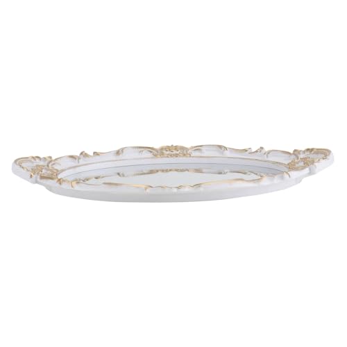 Happyyami 1PC Retro Mirror Storage Tray for Perfume and Jewelry Elegant Decorative Plate for Home Office Wedding and Photography Props Stylish Design Space - color: White, size: 36x24cm